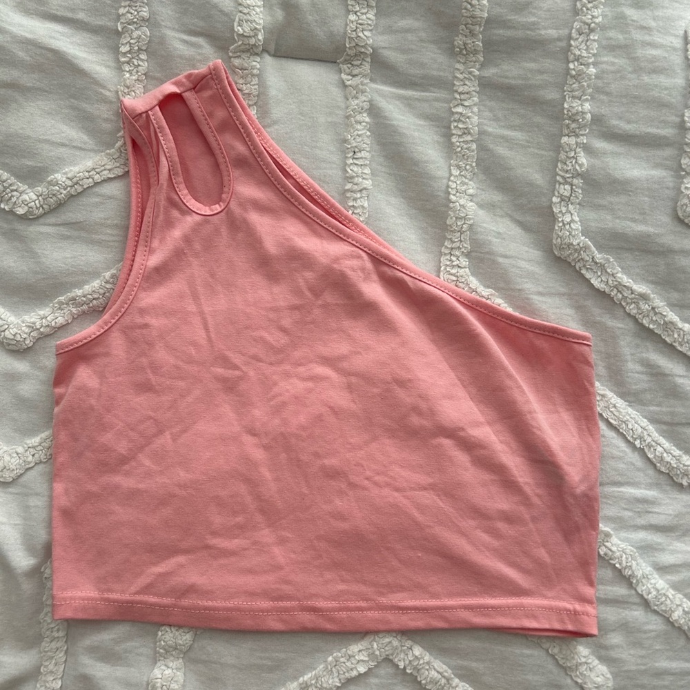 SHEIN Light Pink One-Shoulder Tank Top